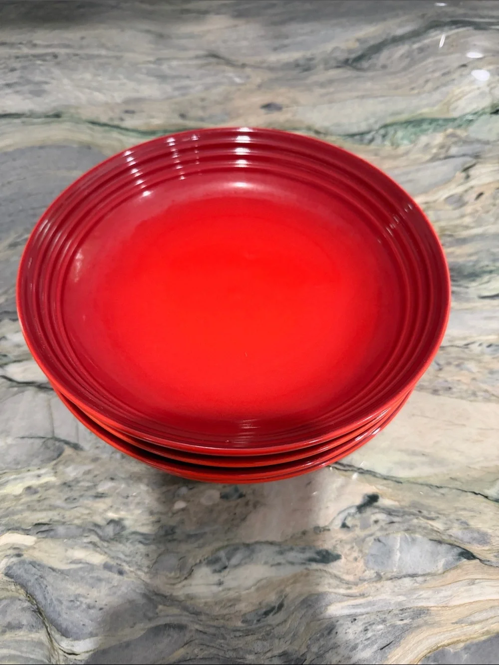 Le Creuset Bright Red Ceramic Dish with Logo and Capacity Markings